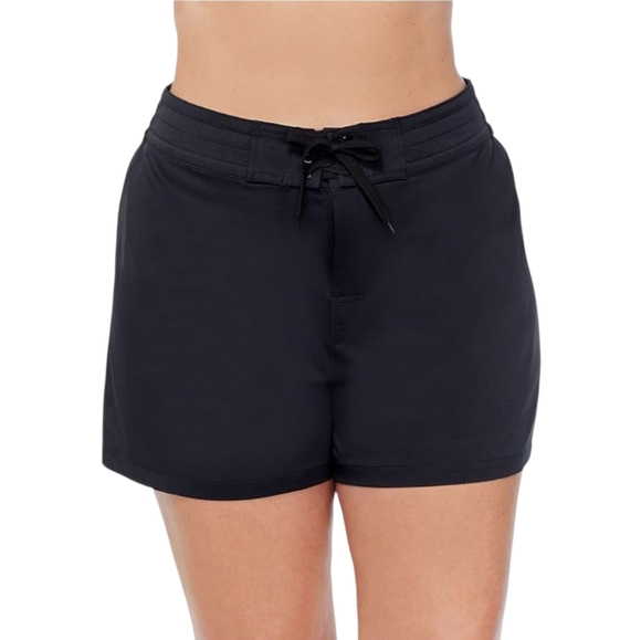 Island Escape Pants - Island Escape Women's Plus Black Beach Board Lace Up Shorts Size 20